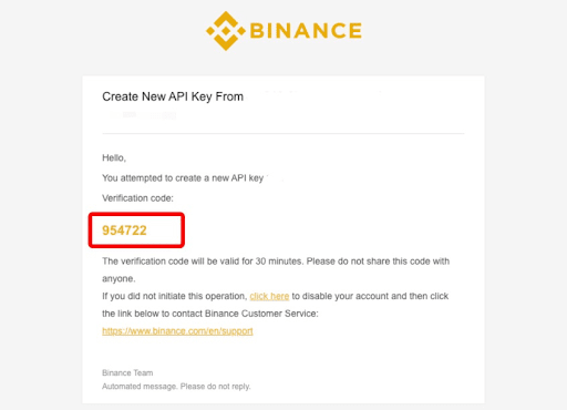 API key on Binance