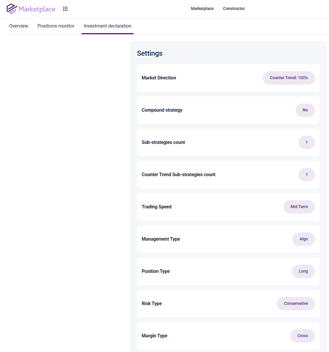 investment declaration example